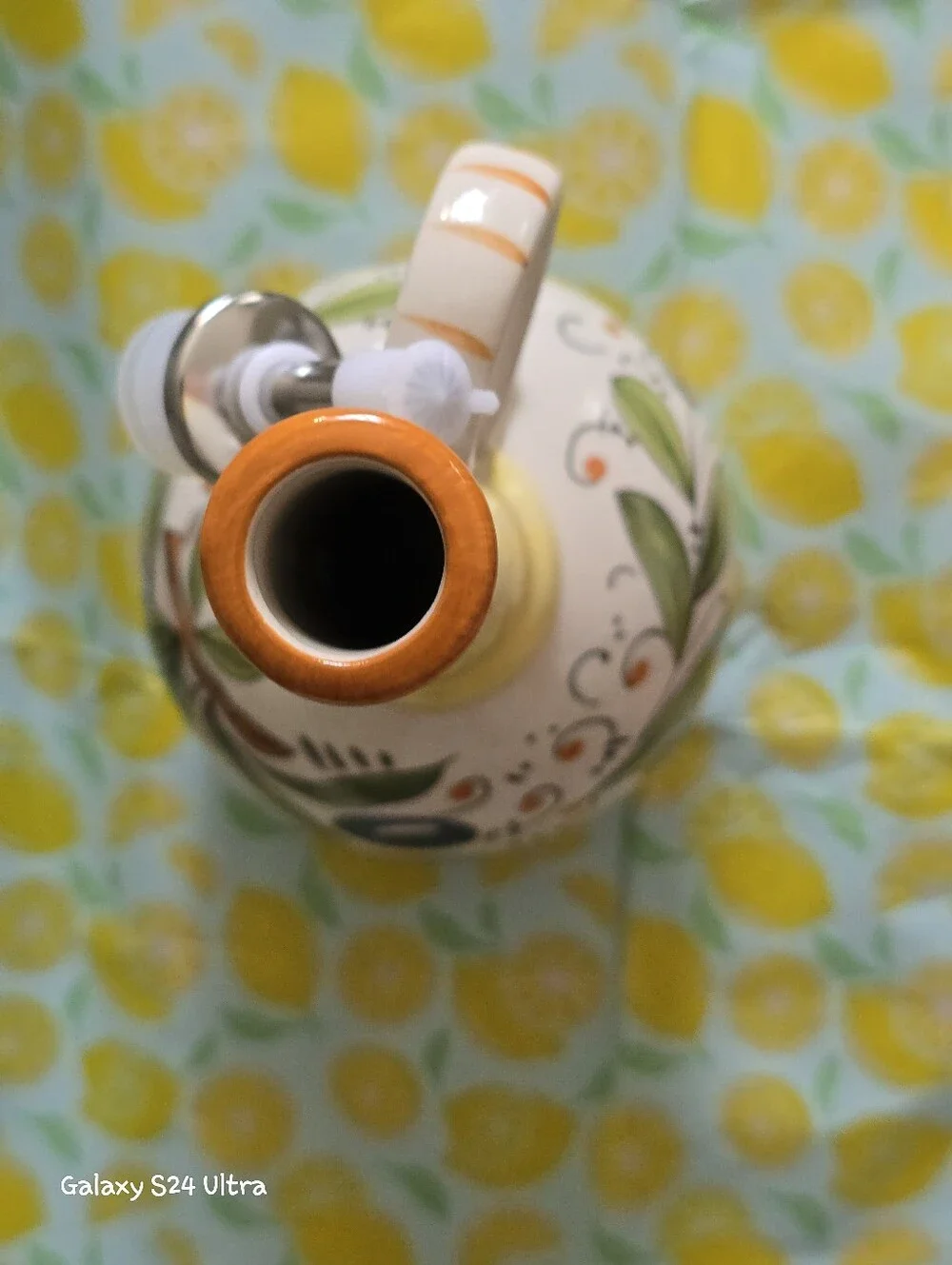 Beautiful Hand Painted Italian Decor Olive Oil Cruet Dispenser Bottle NEW